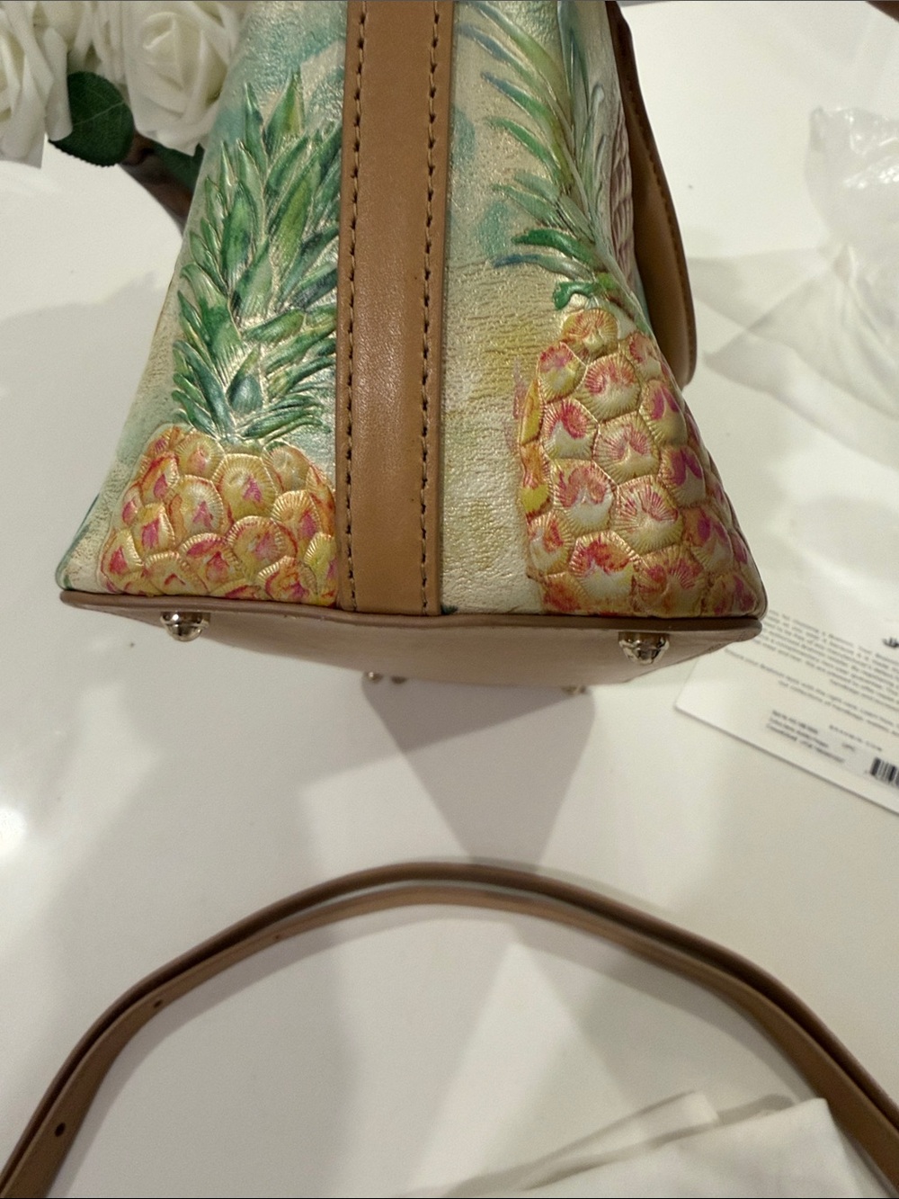 Brahmin Duxbury Satchel Multi Pomparo Pineapple -Print with Tassel - Picture 15 of 17